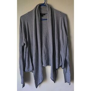 Banana Republic‎ Women's Open Cardigan Fitted Sleeves Navy/White Stripe Size L